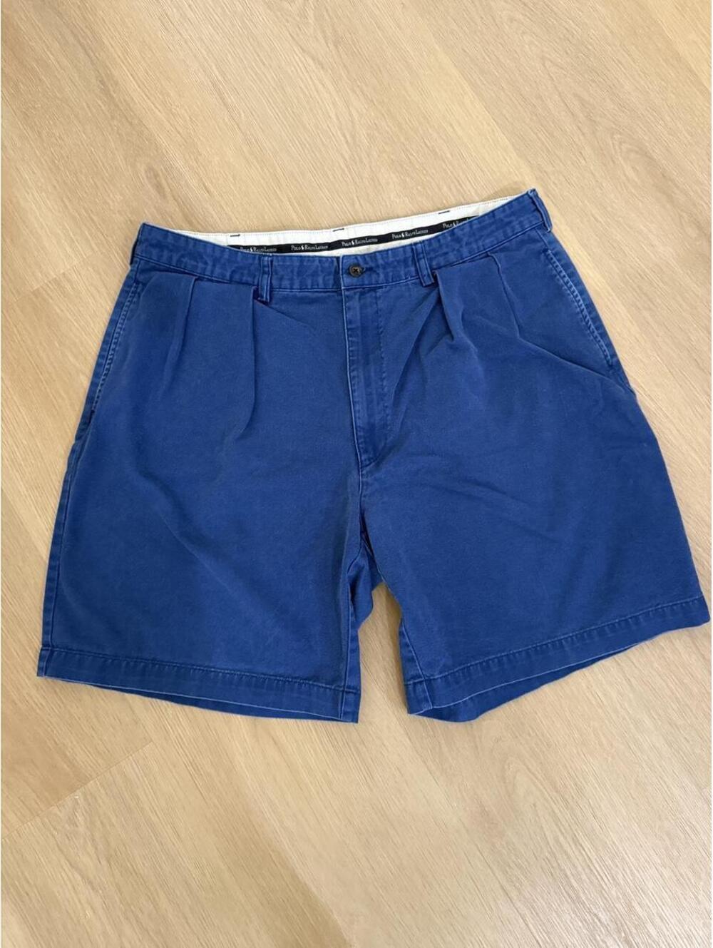 Vintage Polo Ralph Lauren Royal Blue Pleated Chino Shorts Size 38